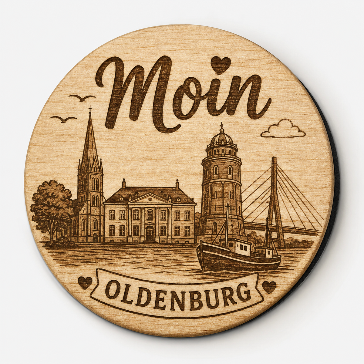 Holzmagnet "Moin"