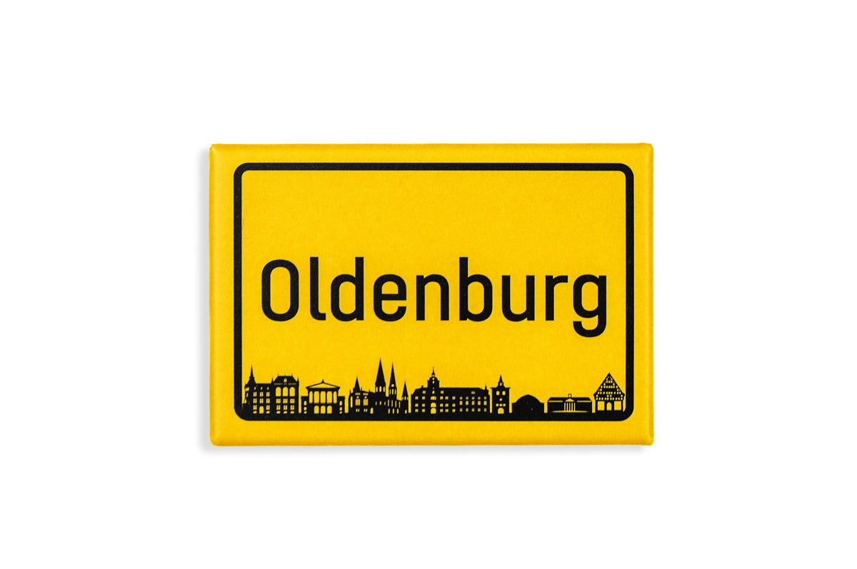 Oldenburg Magnet "Ortschild mit Skyline"