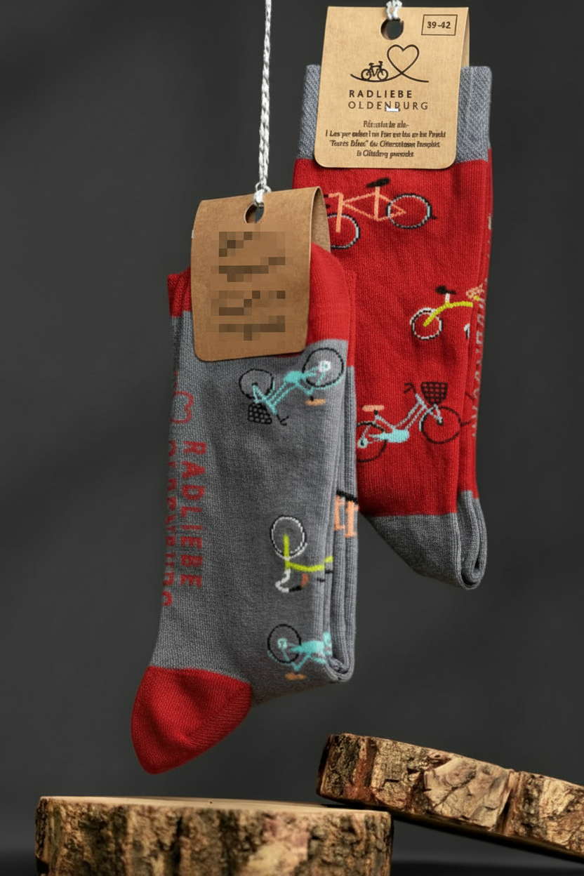 Socken mit Radmotiv